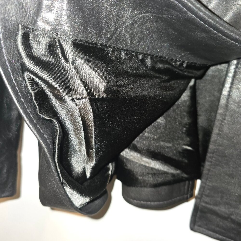 Vintage 90s Style & Co. Genuine Leather Long Waisted Black Jacket, Sz L - Picture 6 of 7